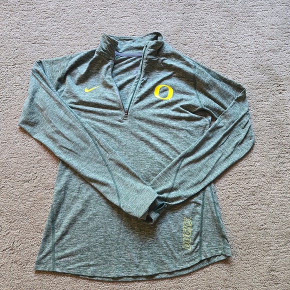 Nike Tops - Nike Oregon Ducks Dri-FIT Half Zip Pullover Green Heathered Womens Medium